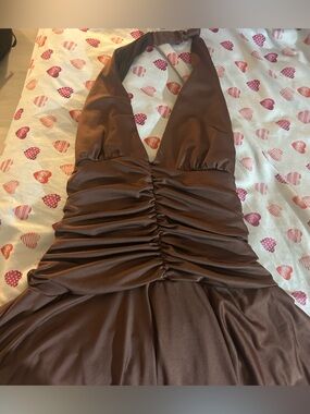 Brandy Melville Brown Ruched Bodysuit